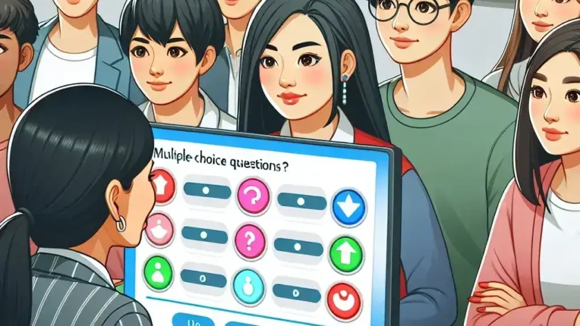 "Teacher using Zoom's Classroom Quiz Mode on a laptop during an online lesson, showcasing new interactive features designed for engaging student assessments in virtual classrooms."