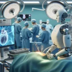 Alt text: "A surgical robot performing a procedure, showcasing the application of imitation learning techniques enhanced by video training in modern surgery."