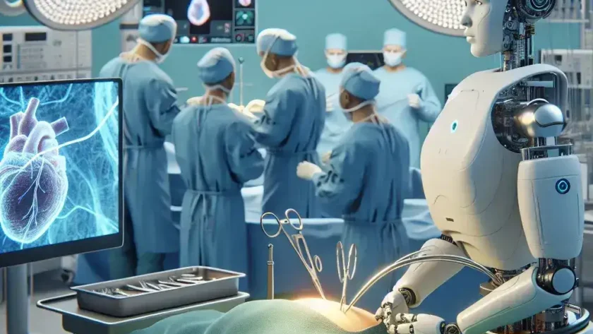 Alt text: "A surgical robot performing a procedure, showcasing the application of imitation learning techniques enhanced by video training in modern surgery."